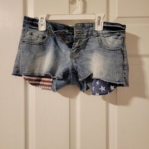 Women red white and blue shorts